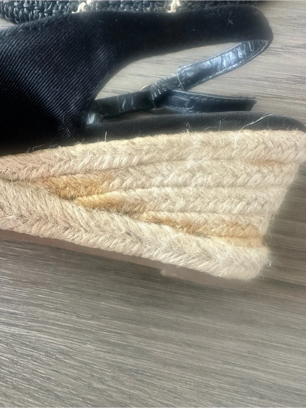 Naturalizer Black Espadrille Wedge Sandals Size 8 + Straw Sun Hat